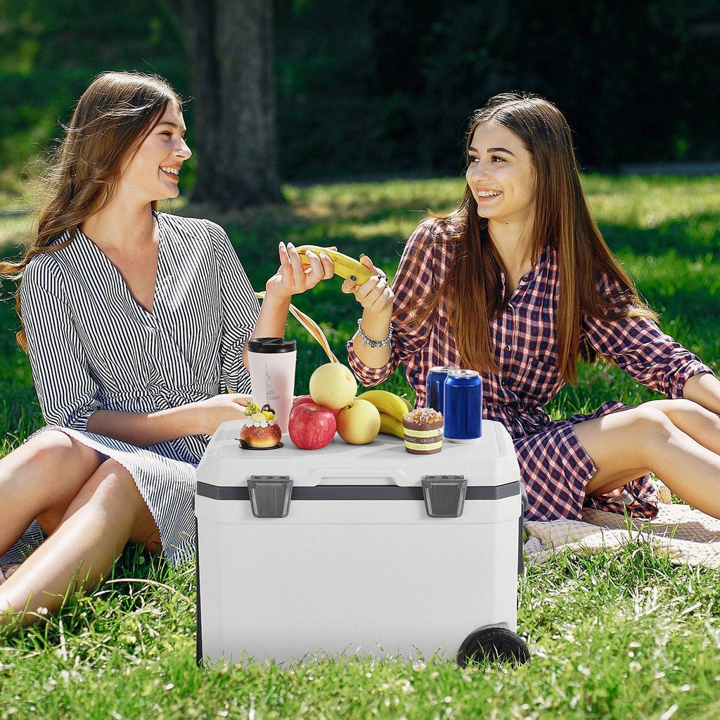 Portable Cooler 45 QT Insulated Wheeled Cooler 64 Can Capacity with Cup Holder