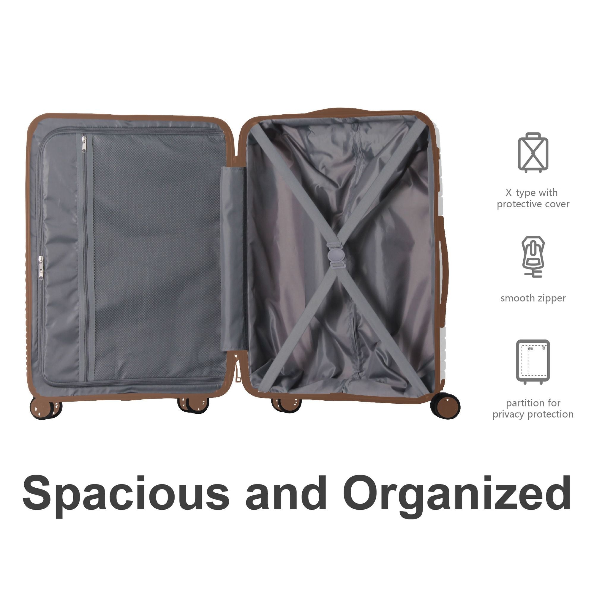 Luggage Set 3 Piece, PP Hardshell Carry on Suitcase with Spinner Wheels & TSA Lock, Lightweight Suitcases for Business, Trip, (20"/24"/28"), White