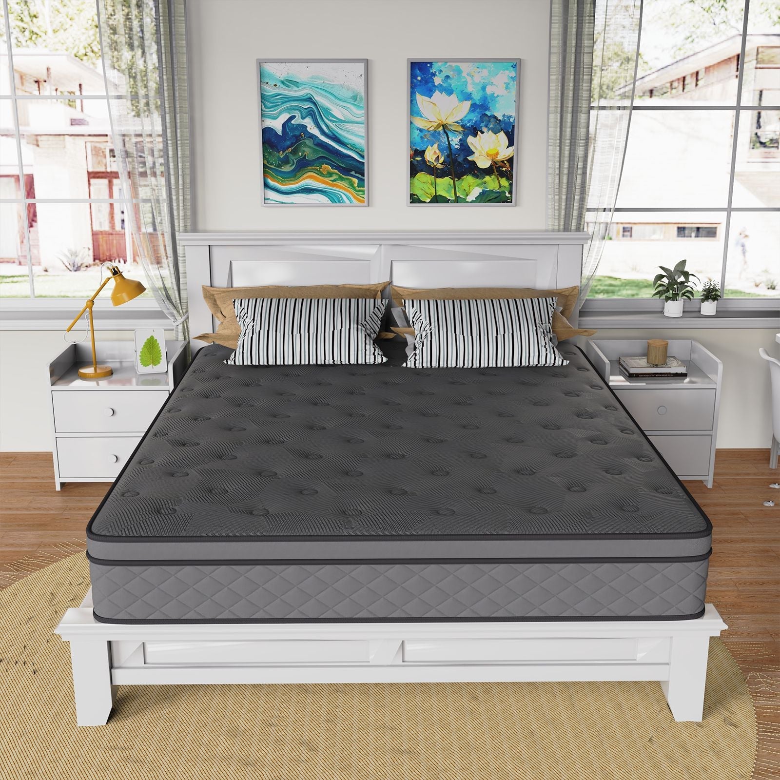 Queen Mattress, 12-Inch Hybrid in A Box | Medium Firm, Cooling Comfort & Motion Isolation, Pocketed Springs, Edge Support | CertiPUR-US Certified, Back Pain Relief | 100-Night Trial