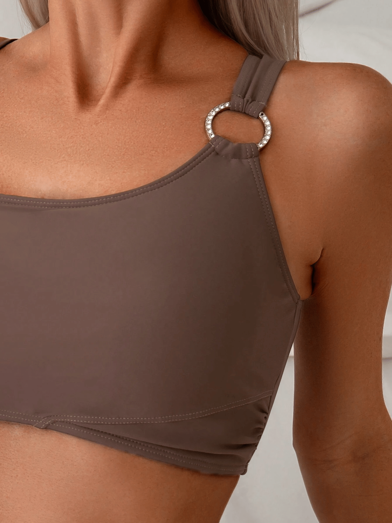 Women's minimalist asymmetrical split style quick drying bikini swimsuit