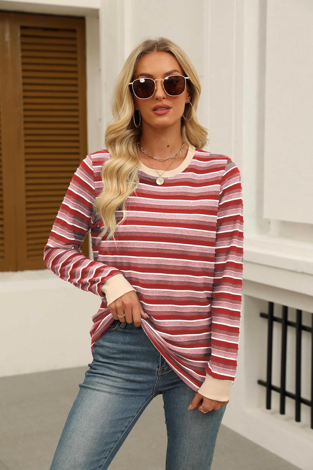 Womens Long Sleeve Shirts Fall 2024 Casual Tops Fashion Fall Outfits Blouses Clothes