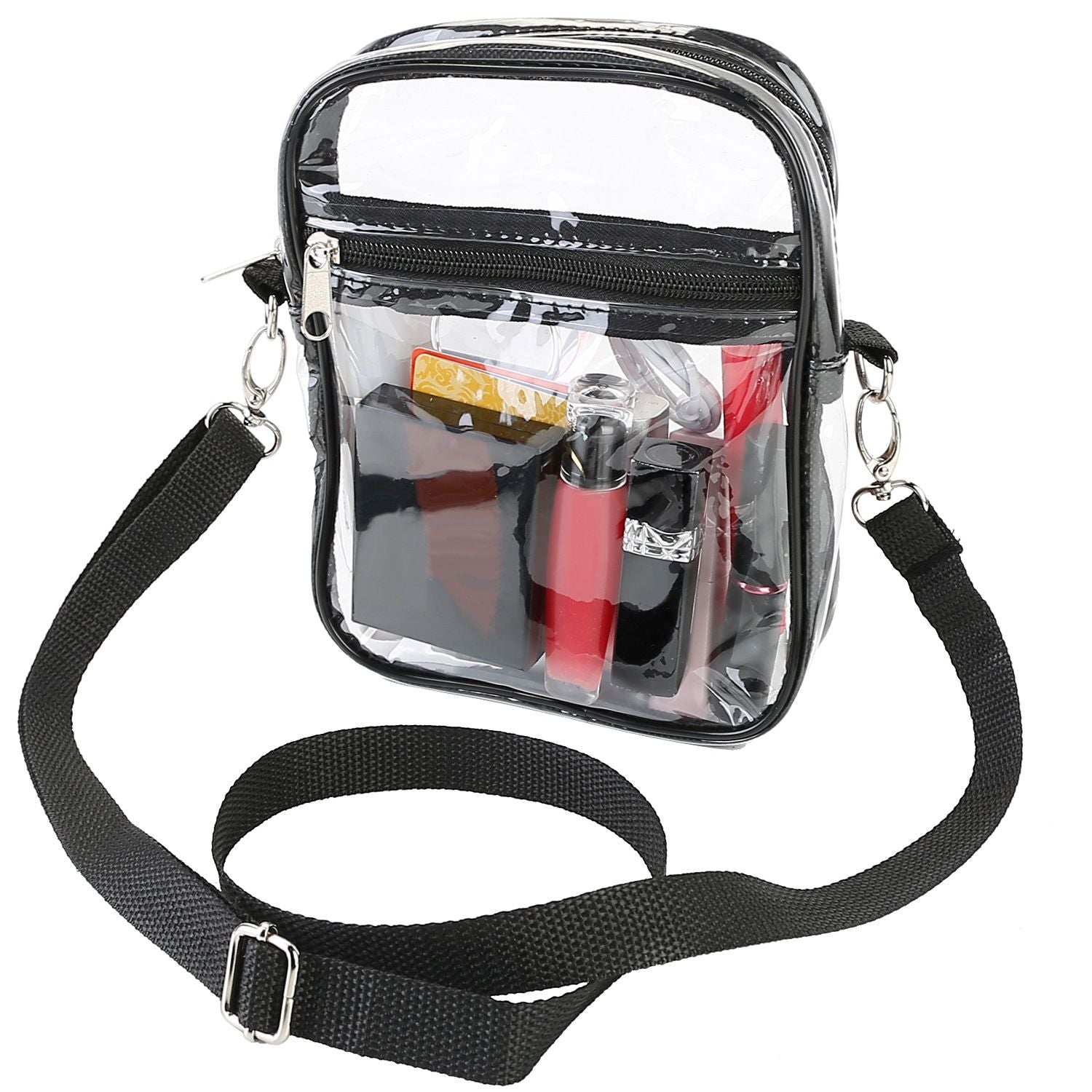 Clear Crossbody Bag Stadium Approved Clear Purse Transparent Small Shoulder Bag See Through Zip Pouch Tote Bag