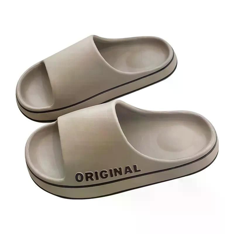 Feslishoet Women Letter Slippers Beach Slides Solid Color Mens Thick Sole Indoor Bathroom Anti Slip Shoes Summer Couple Sandals