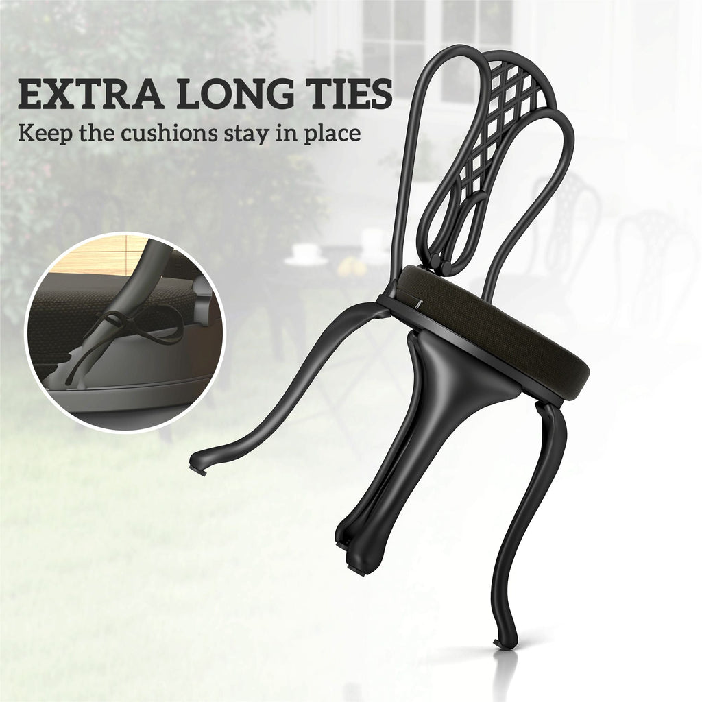 Outsunny Patio Chair Cushions Set of 4 Round Seat Cushions for Dining Bistro Chairs Machine Washable, 15" x 15" x 3", Black