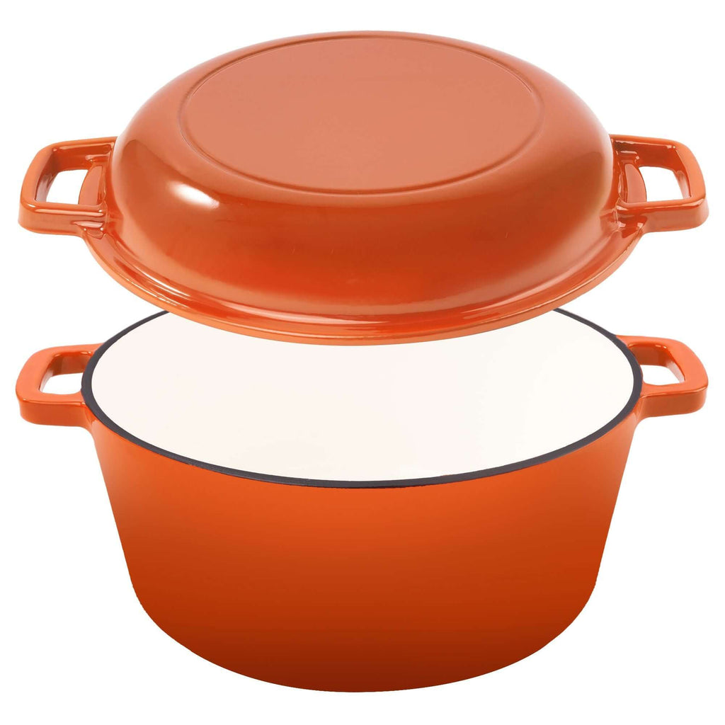 Enameled Cast Iron Dutch Oven with Serving Lid + ENCLOSED THERMAL CIRCLE Design