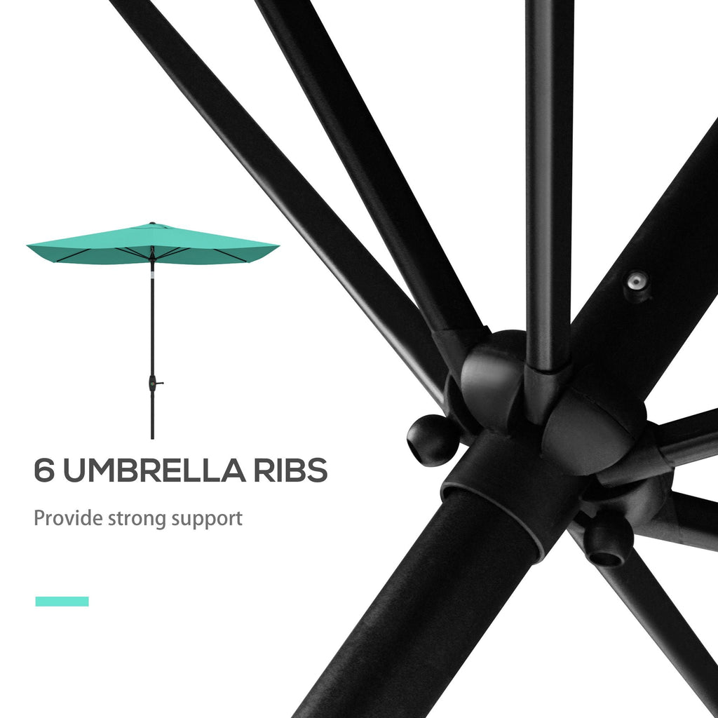 Outsunny 6.6 X 10 ft Rectangular Patio Umbrella Outdoor Table Market Umbrella with Crank & Push Button Tilt for Garden, Lawn, Deck & Backyard, Teal
