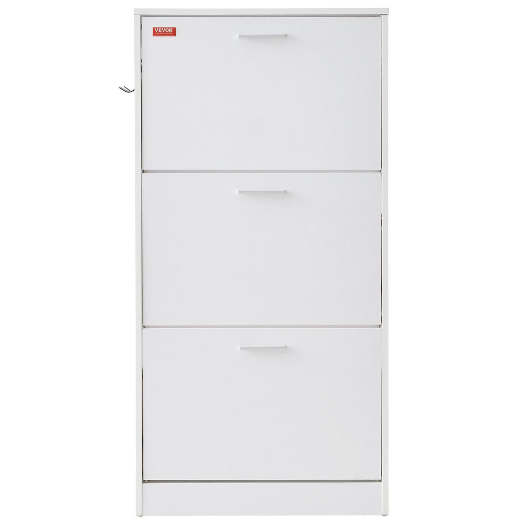 VEVOR Shoe Cabinet with 3 Flip Drawers, Shoe Storage Cabinet for Entryway, Free Standing Shoe Storage Organizer with Side Hooks for Heels, Boots, Slippers in Hallway, Living Room