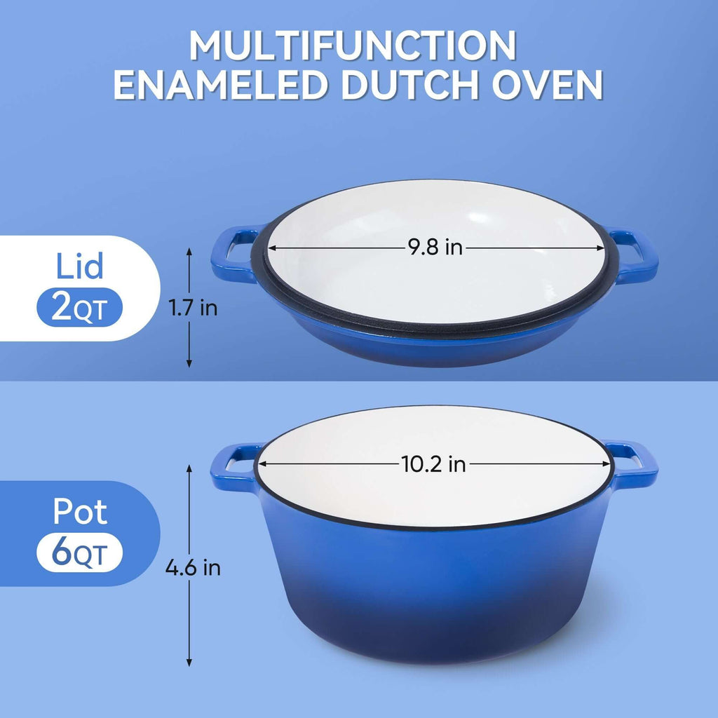 Enameled Cast Iron Dutch Oven with Serving Lid + ENCLOSED THERMAL CIRCLE Design