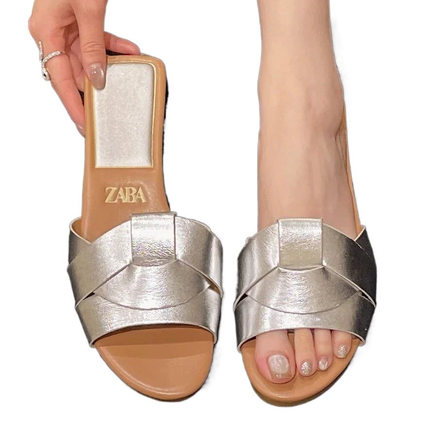 2025 New Luxury Designer Women's Flat Slippers Woven Comfortable Women's Shoes Casual Bottom Slippers Summer Sandalias Mujer