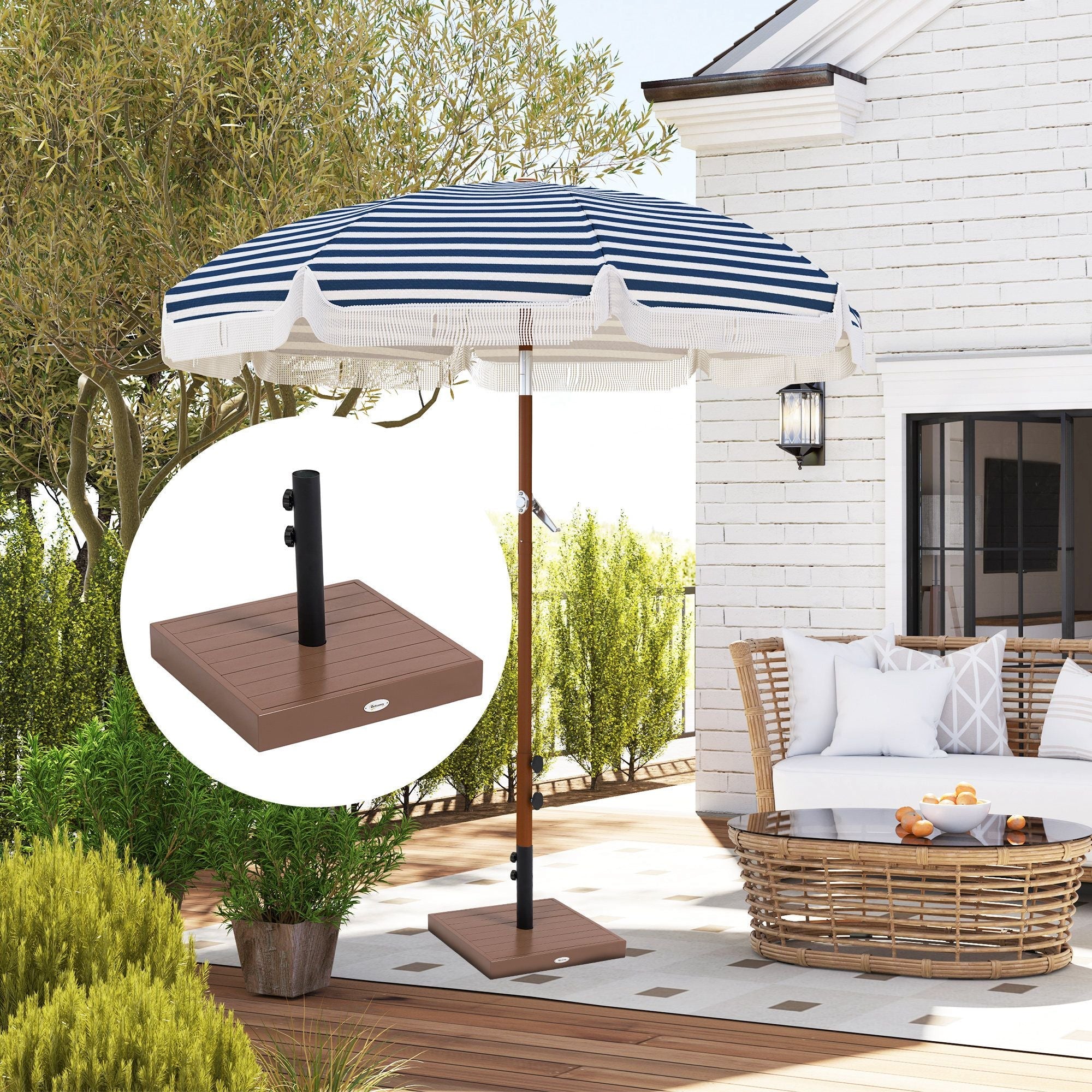 Outsunny Square Patio Umbrella Base, 42 lbs Concrete Heavy Duty Umbrella Base with Holder for 1.25"/1.5" Poles for Outdoor, Lawn, Poolside, Coffee