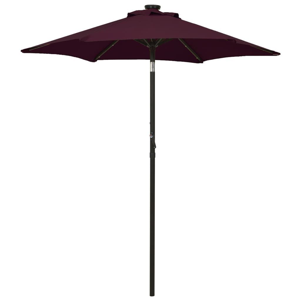 Garden Parasol with LED Lights Bordeaux Red 78.7"x83.1" Aluminum