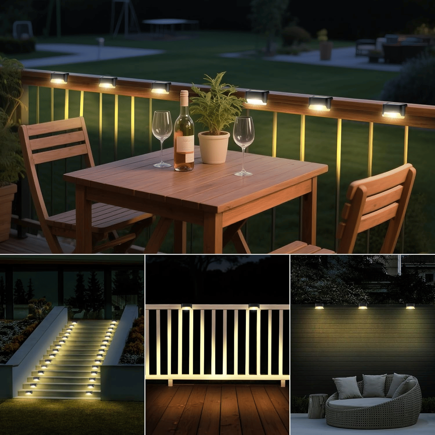 32PCS Solar Deck Lights Outdoor, Solar Step Lights Waterproof Led Solar lights for Outdoor Stairs, Step , Fence, Yard, Patio, and Pathway Family's Gifts (Warm White)
