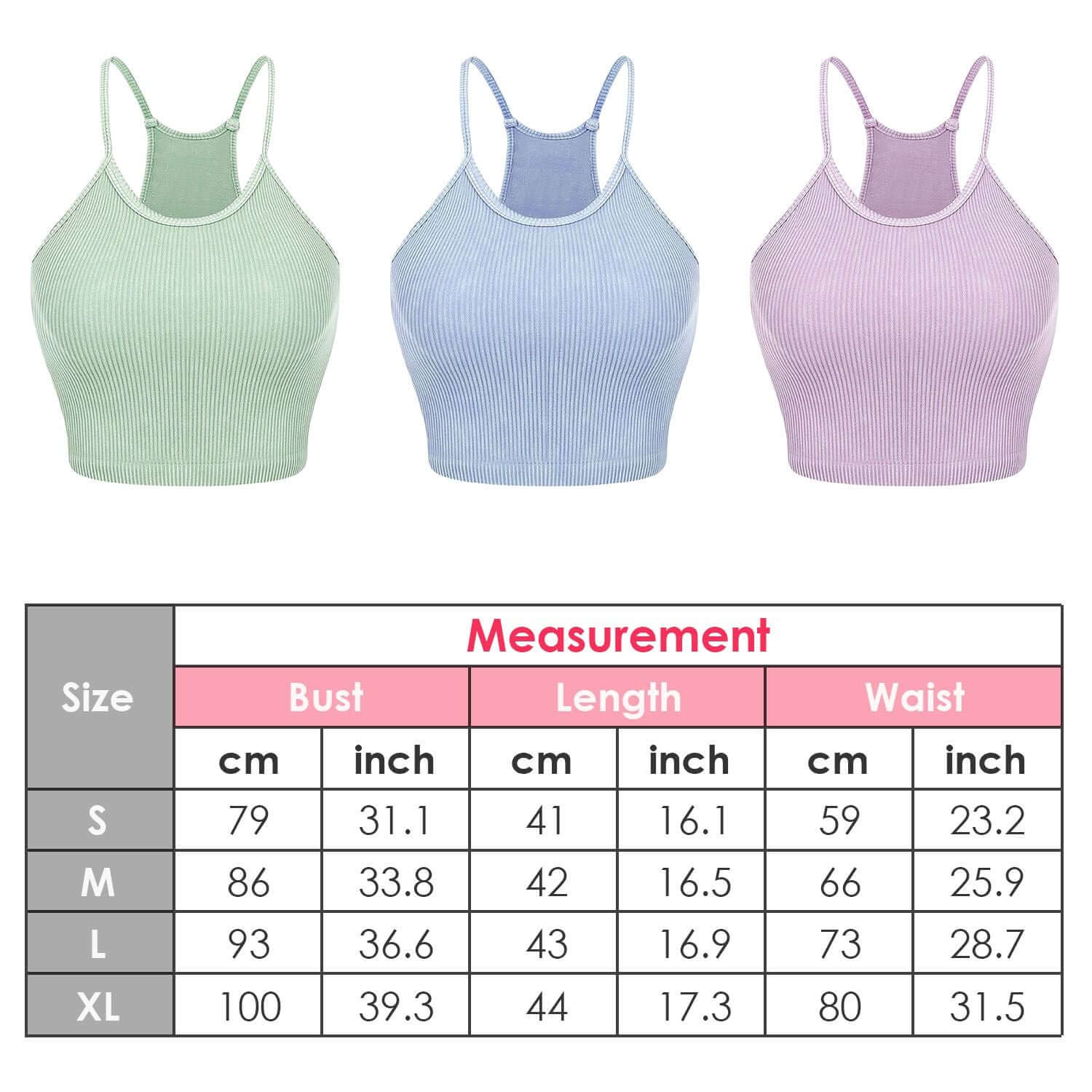 3 Pack Women Crop Basic Tank Top Ribbed Knit Sleeveless Round Neck 9 Color Machine Wash Summer Crop S to XL