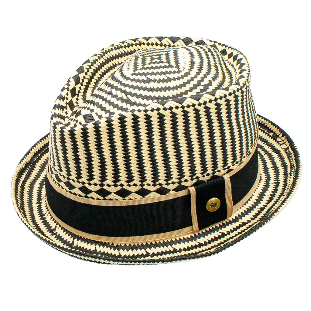 Mazatlan Toyo Straw Tear Drop Crown Band Pin Fedora Hat
