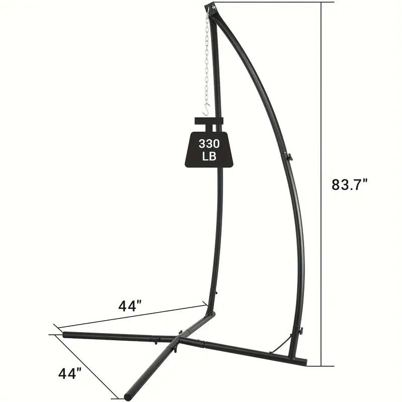 Heavy Duty Hammock Chair Stand C Shaped Solid Steel Hanging Chair Frame with Spring Hook and Buckle Indoor Outdoor Patio Deck Treehouse Porch Lounger Support Structure 330 lbs Capacity