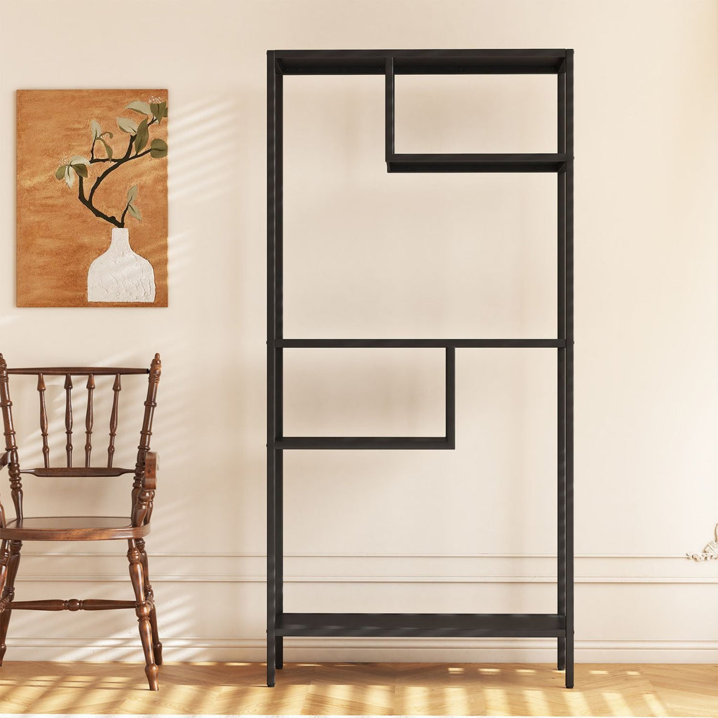 Modern Storage Shelf with 4 Compartments & Metal Legs, Freestanding Organizer,Book Shelves Display Shelves for Living Room, Bedroom, Home Office