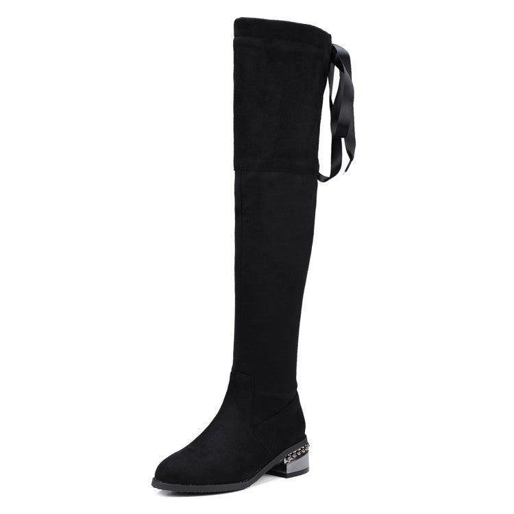 Winter New Style Fashion SquareOver Knee Boots overlapping Bandage
