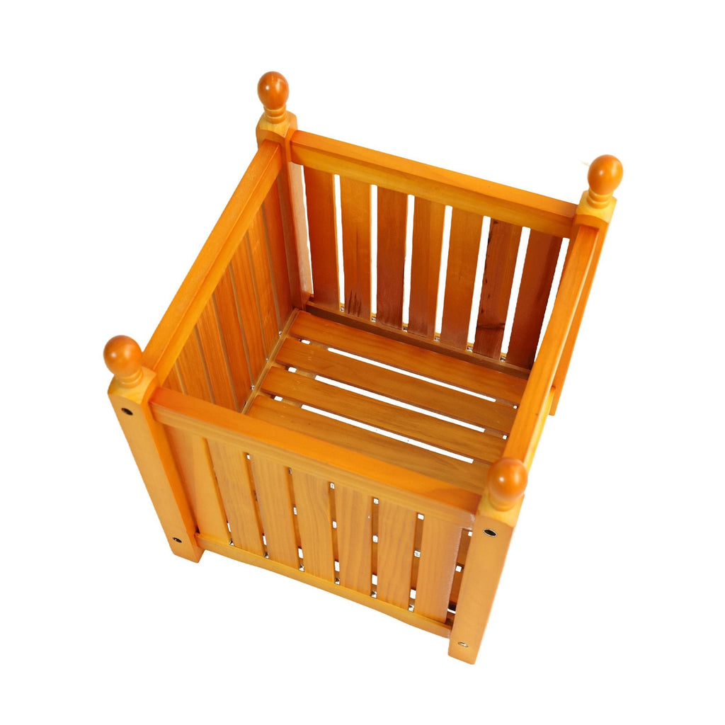 Wood Outdoor Square Wooden Flower and Herb Pot for Garden, Porch and Patio - Outside Plant and Vegetable Container ,Planter,Teak