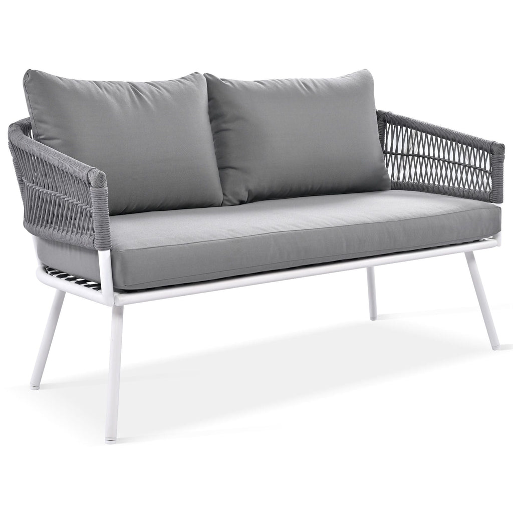 4-Piece Patio Furniture Set, Outdoor Furniture with Acacia Wood Table, Patio Conversation Set with Deep Seating & Thick Cushion for Backyard Porch Balcony