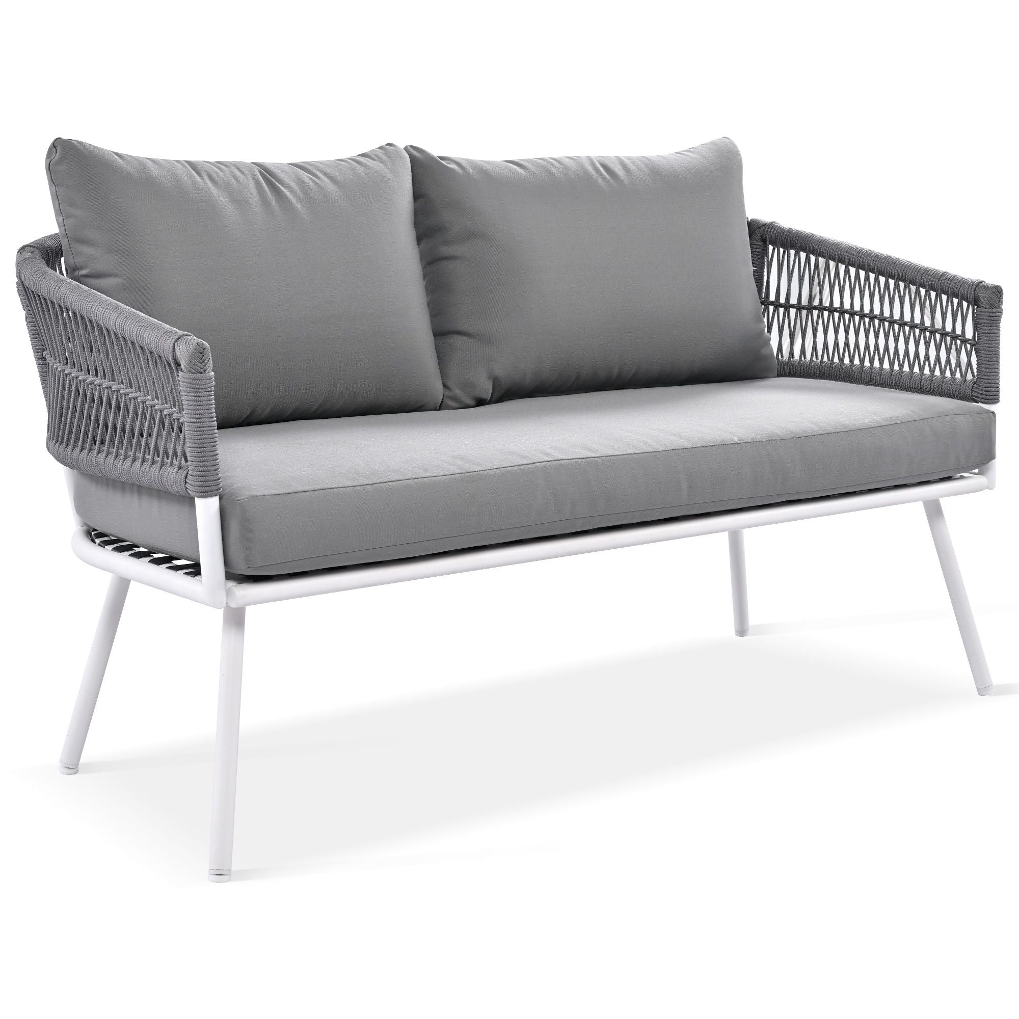 4-Piece Patio Furniture Set, Outdoor Furniture with Acacia Wood Table, Patio Conversation Set with Deep Seating & Thick Cushion for Backyard Porch Balcony