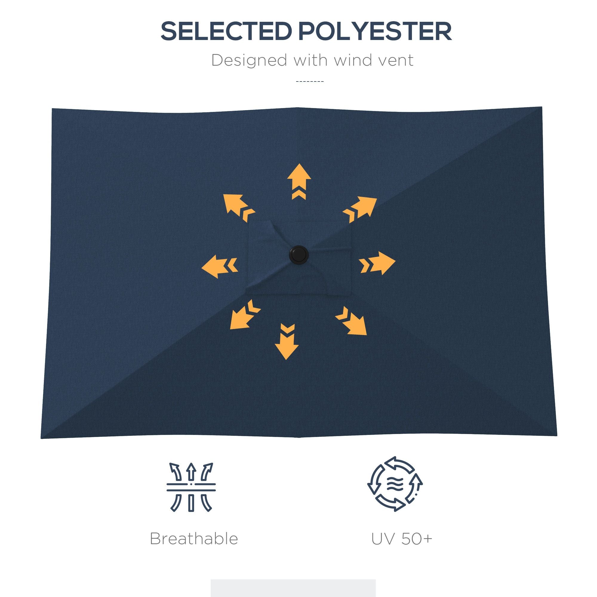 Outsunny 6.6x10ft Rectangular Umbrella: Blue Patio Shade with Crank & Tilt