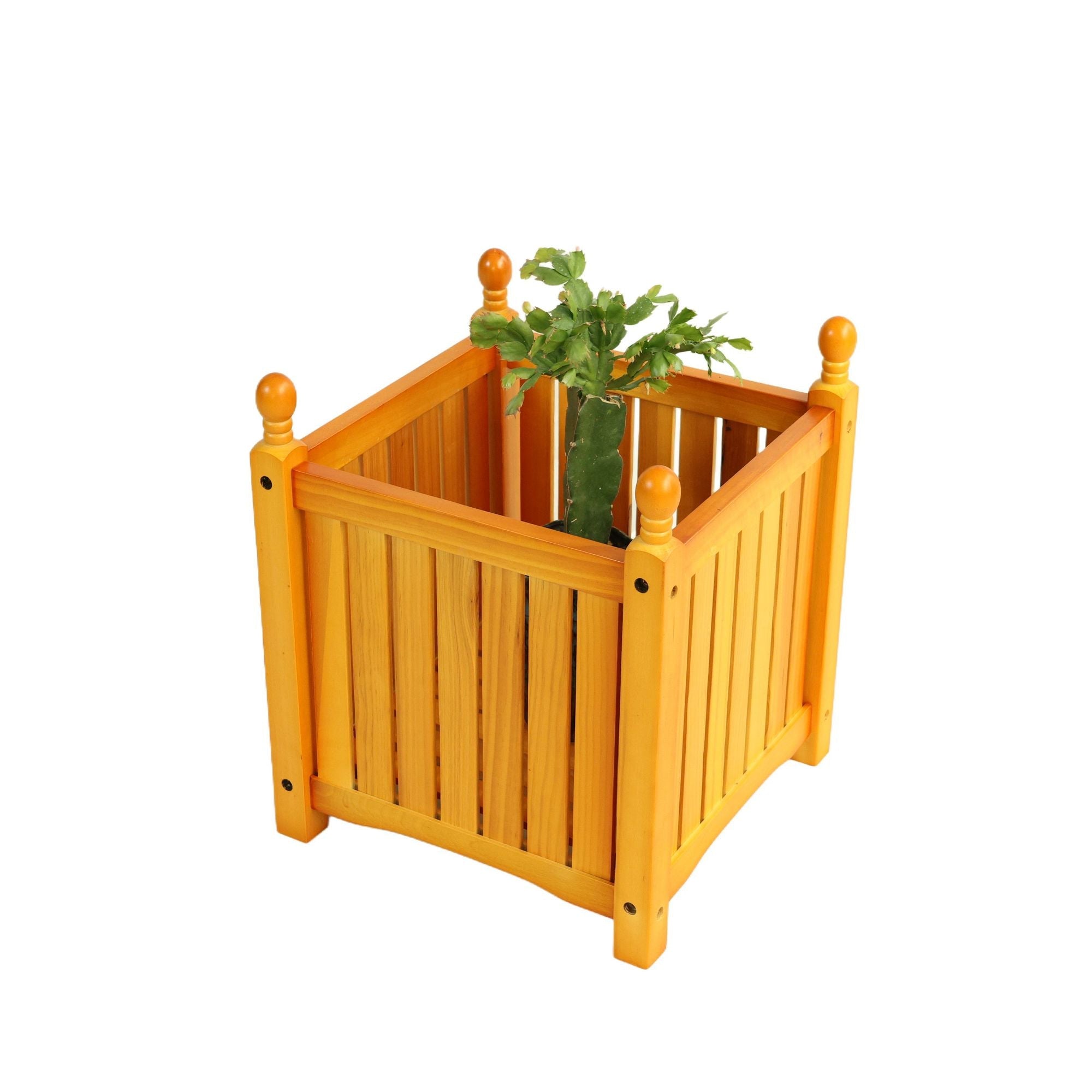 Wood Outdoor Square Wooden Flower and Herb Pot for Garden, Porch and Patio - Outside Plant and Vegetable Container ,Planter,Teak