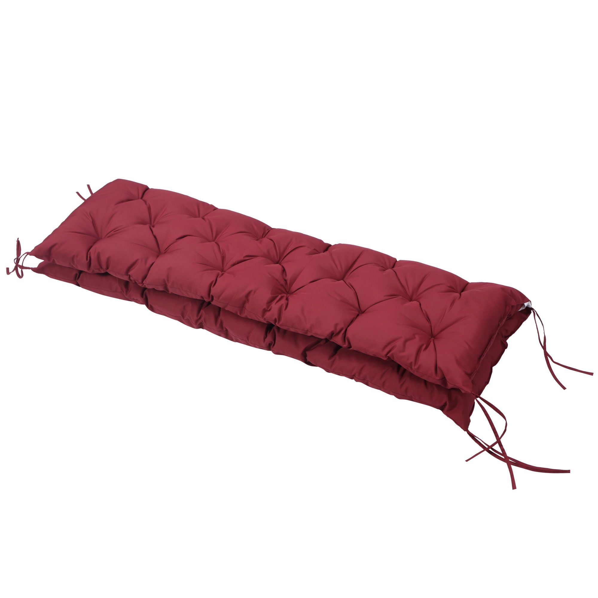 Outsunny Outdoor Bench Cushion Tufted 3-Seater for Swing Chair Patio Sofa Wine Red