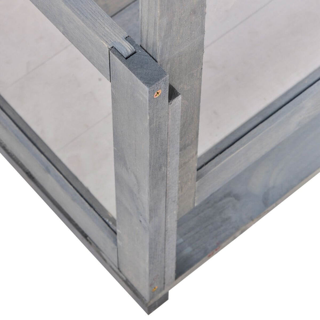 PawHut Wooden Tortoise House Indoor Turtle Habitat Enclosure Outdoor Reptile Cage Gray