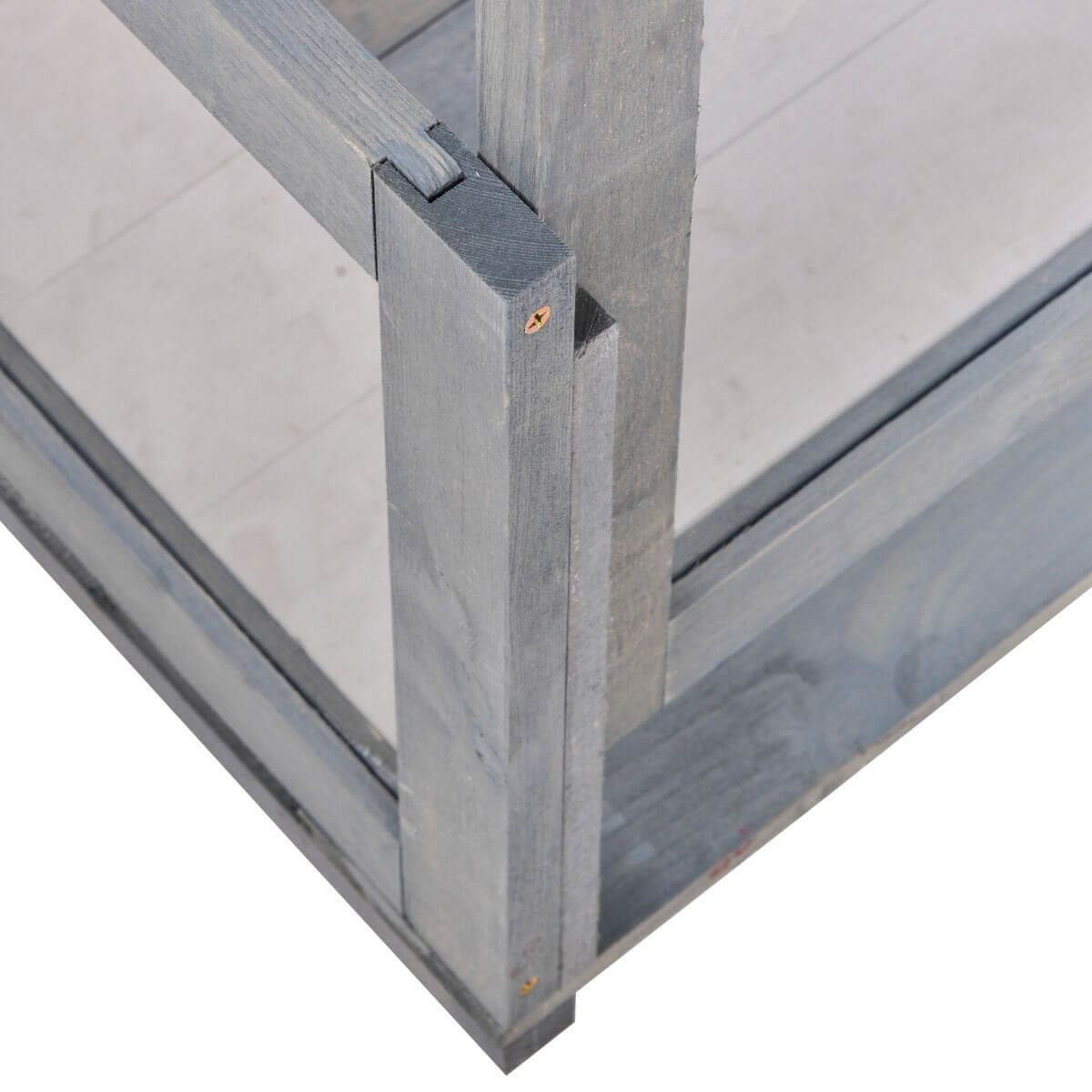 PawHut Wooden Tortoise House Indoor Turtle Habitat Enclosure Outdoor Reptile Cage Gray