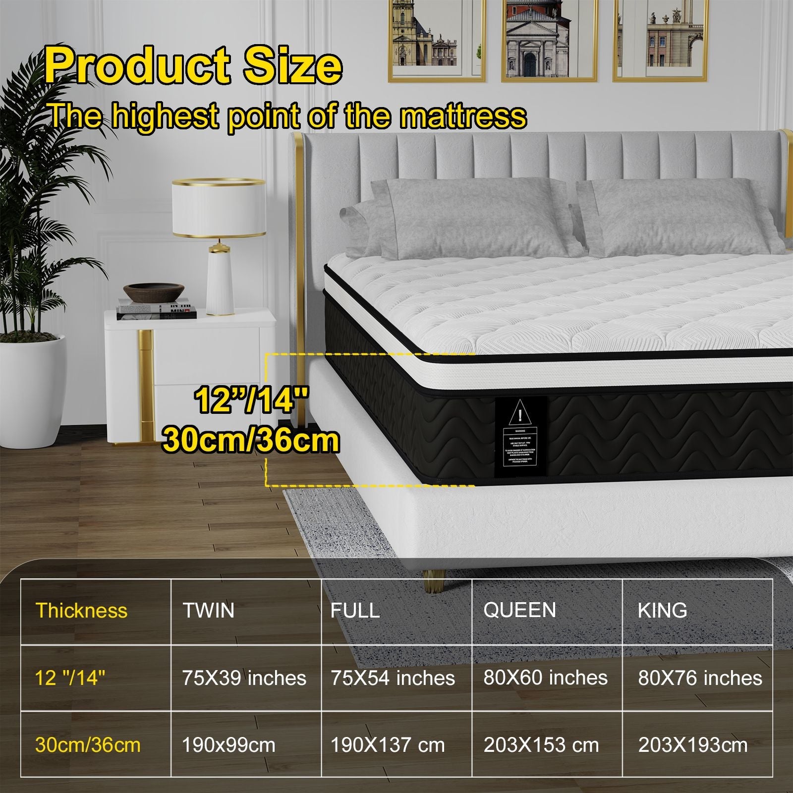 Queen Mattress, 12-Inch Hybrid in A Box | Medium Firm, Cooling Comfort & Motion Isolation, Pocketed Springs, Edge Support | CertiPUR-US Certified, Back Pain Relief | 100-Night Trial