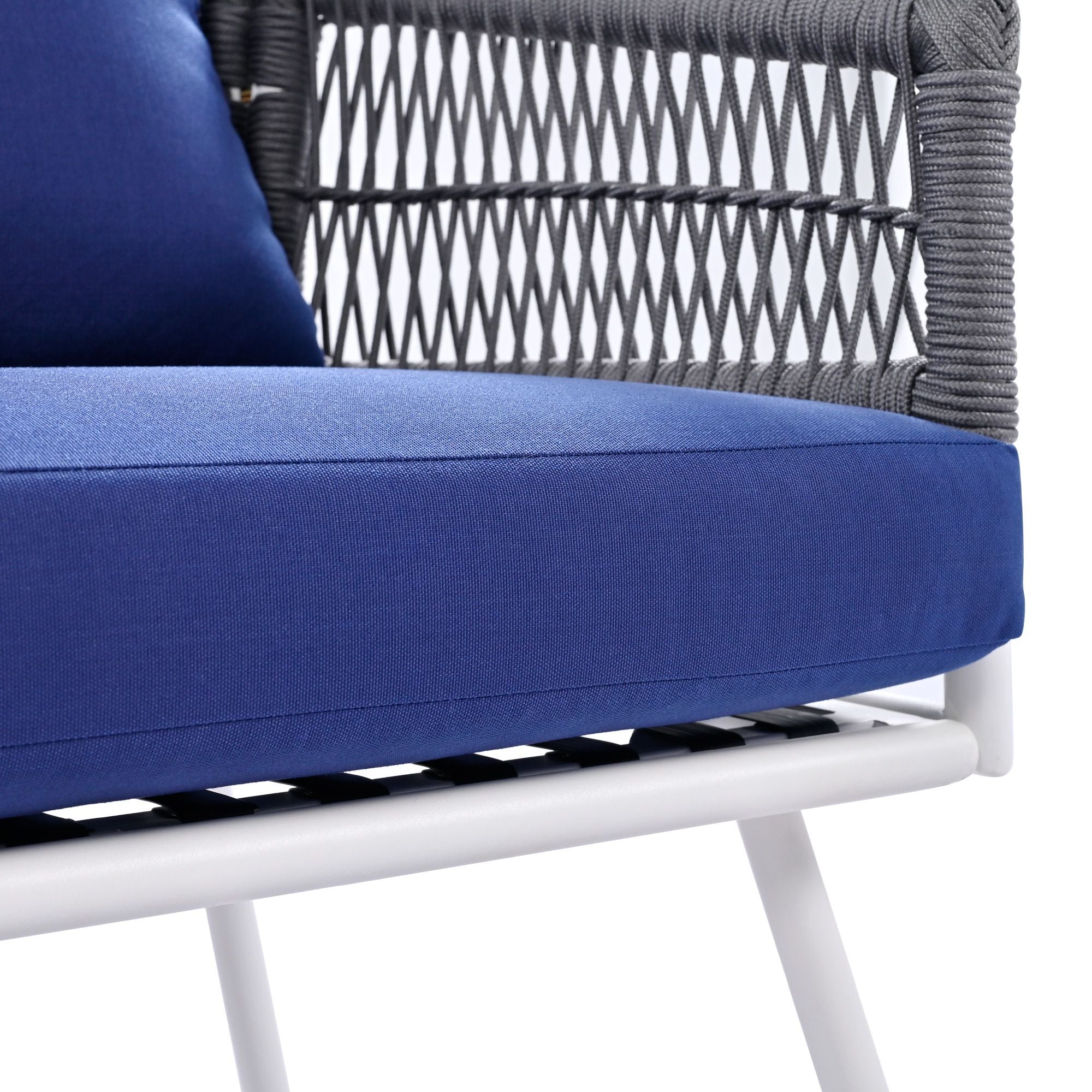 4-Piece Patio Furniture Set, Outdoor Furniture with Acacia Wood Table, Patio Conversation Set with Deep Seating & Thick Cushion for Backyard Porch Balcony