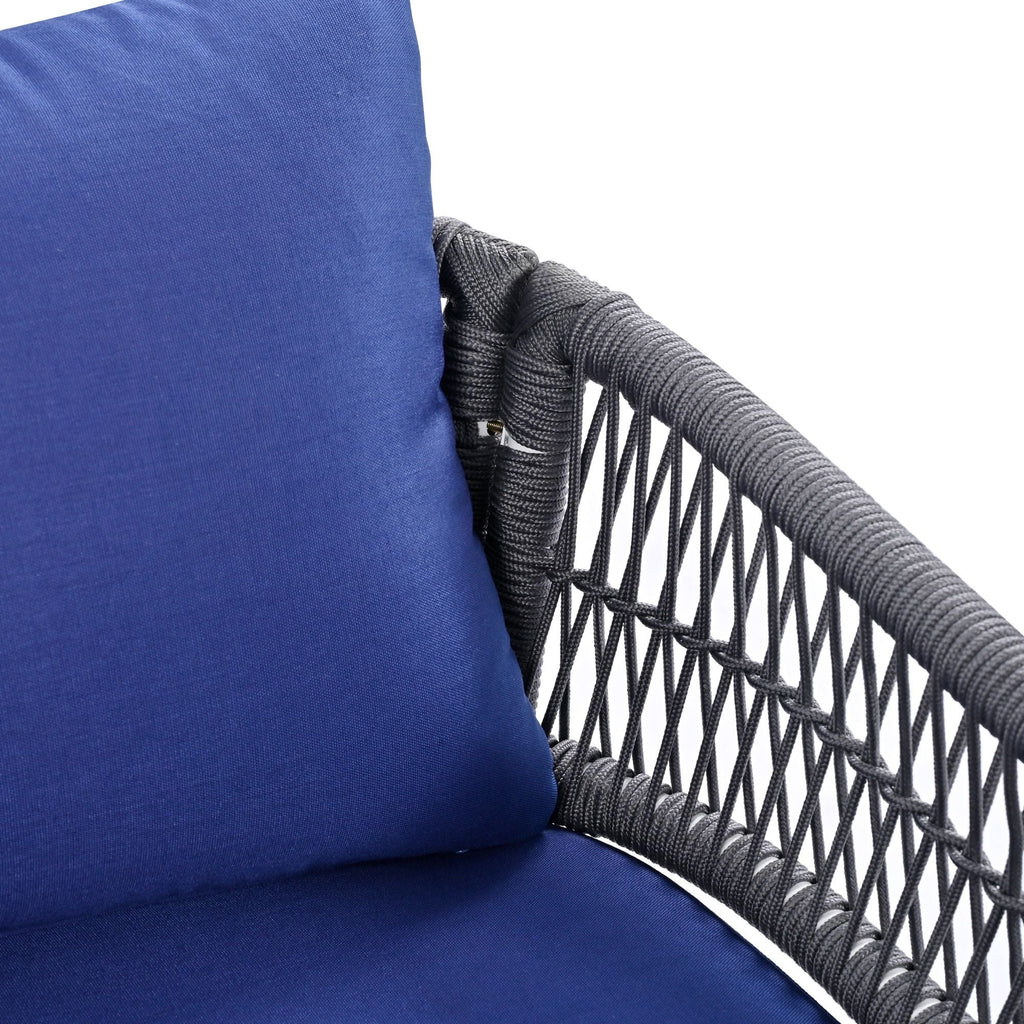 4-Piece Patio Furniture Set, Outdoor Furniture with Acacia Wood Table, Patio Conversation Set with Deep Seating & Thick Cushion for Backyard Porch Balcony