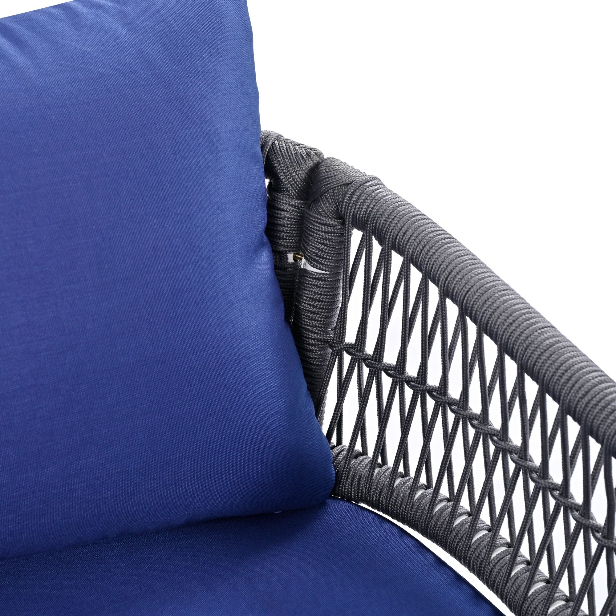 4-Piece Patio Furniture Set, Outdoor Furniture with Acacia Wood Table, Patio Conversation Set with Deep Seating & Thick Cushion for Backyard Porch Balcony