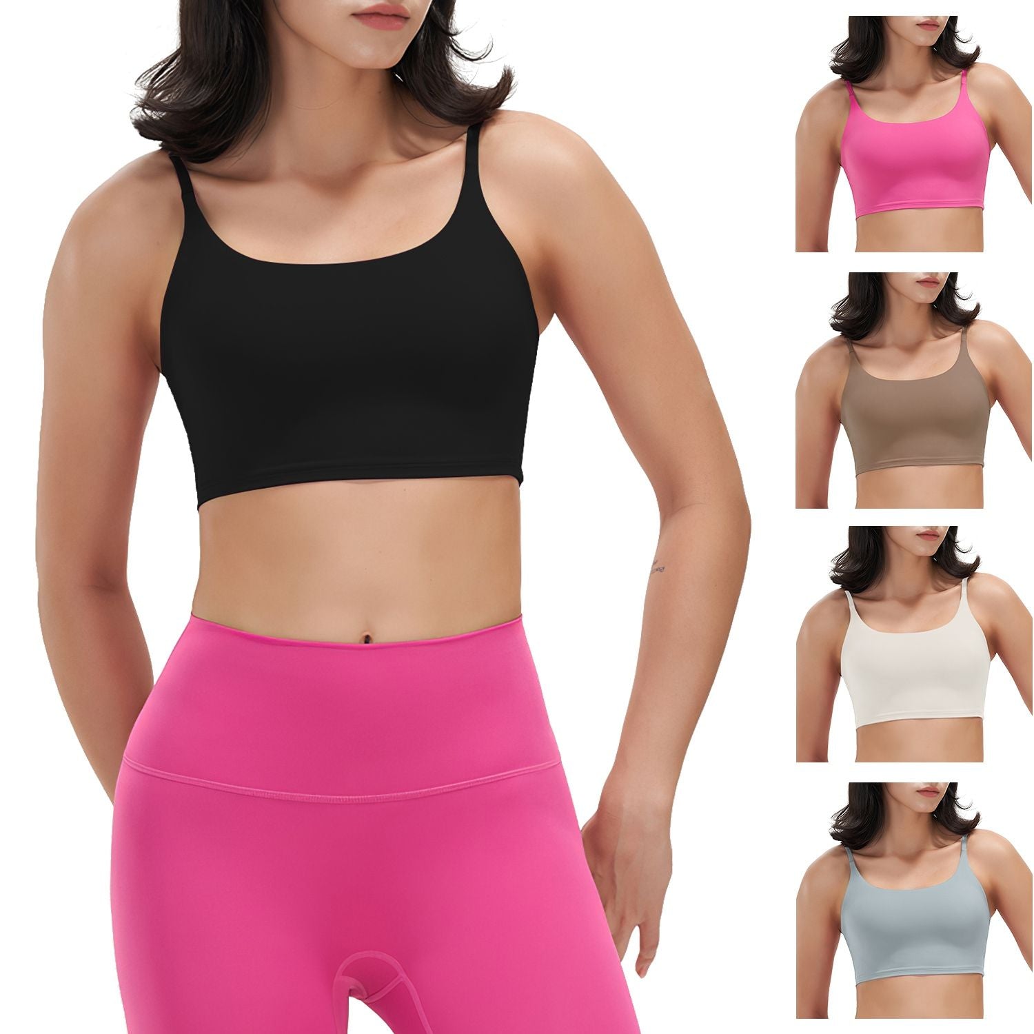 1Pc/3Pcs Women Strap Sport Bras Padded Strappy Crop Square Neck Low Impact Bras Sexy Fitness Tank Tops