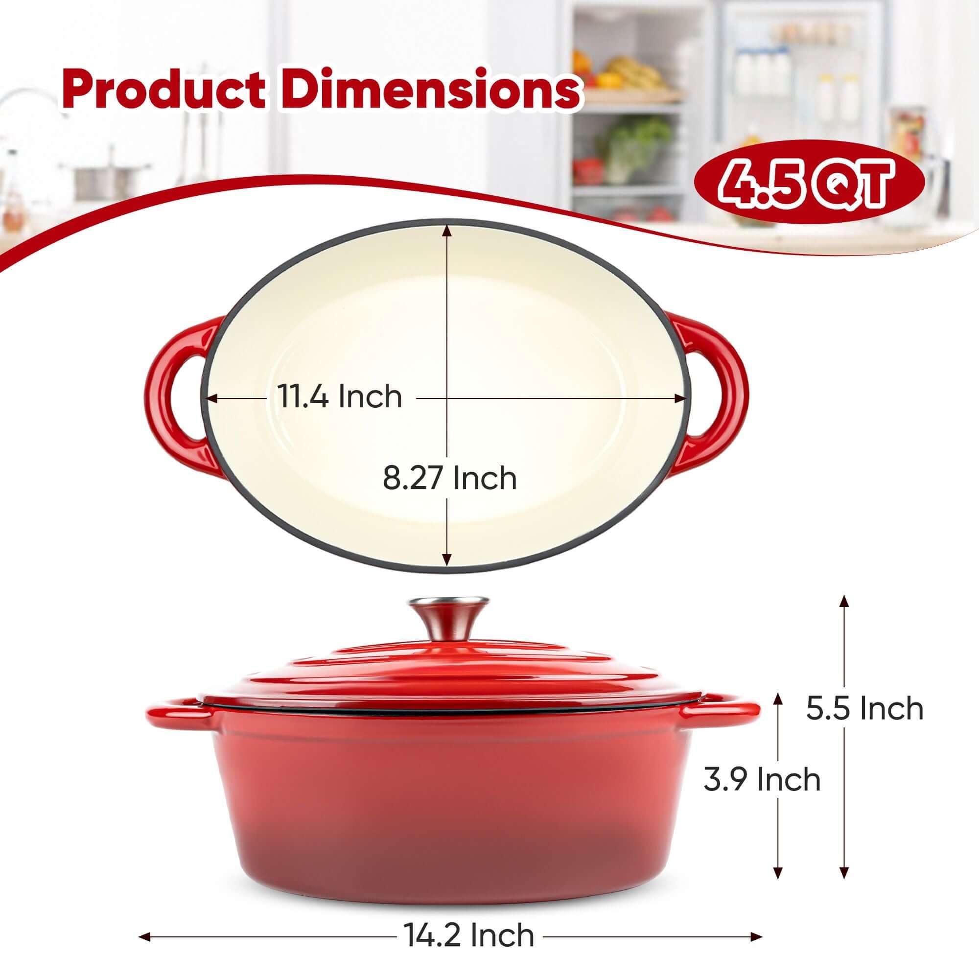Cast iron soup POTS are suitable for various tools, such as ceramic, gas, induction cookers or barbecue grills. It can be used for cooking, baking and refrigeration.