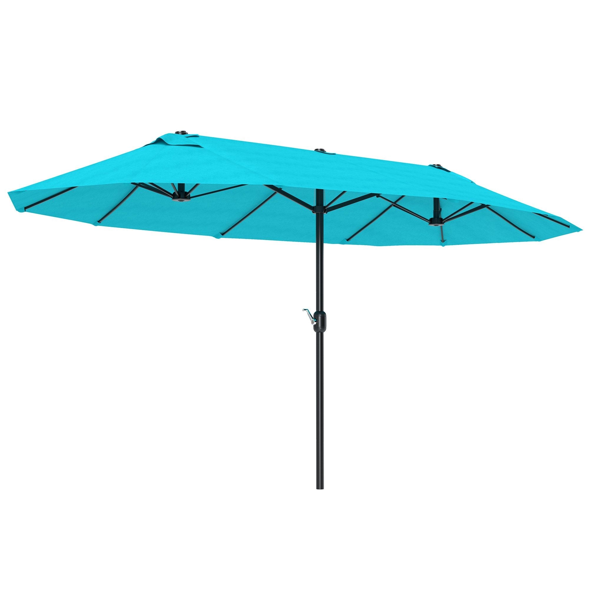 Outsunny Patio Umbrella 15ft Double-Sided Outdoor Market Extra Large Umbrella with Crank Handle for Backyard, Blue