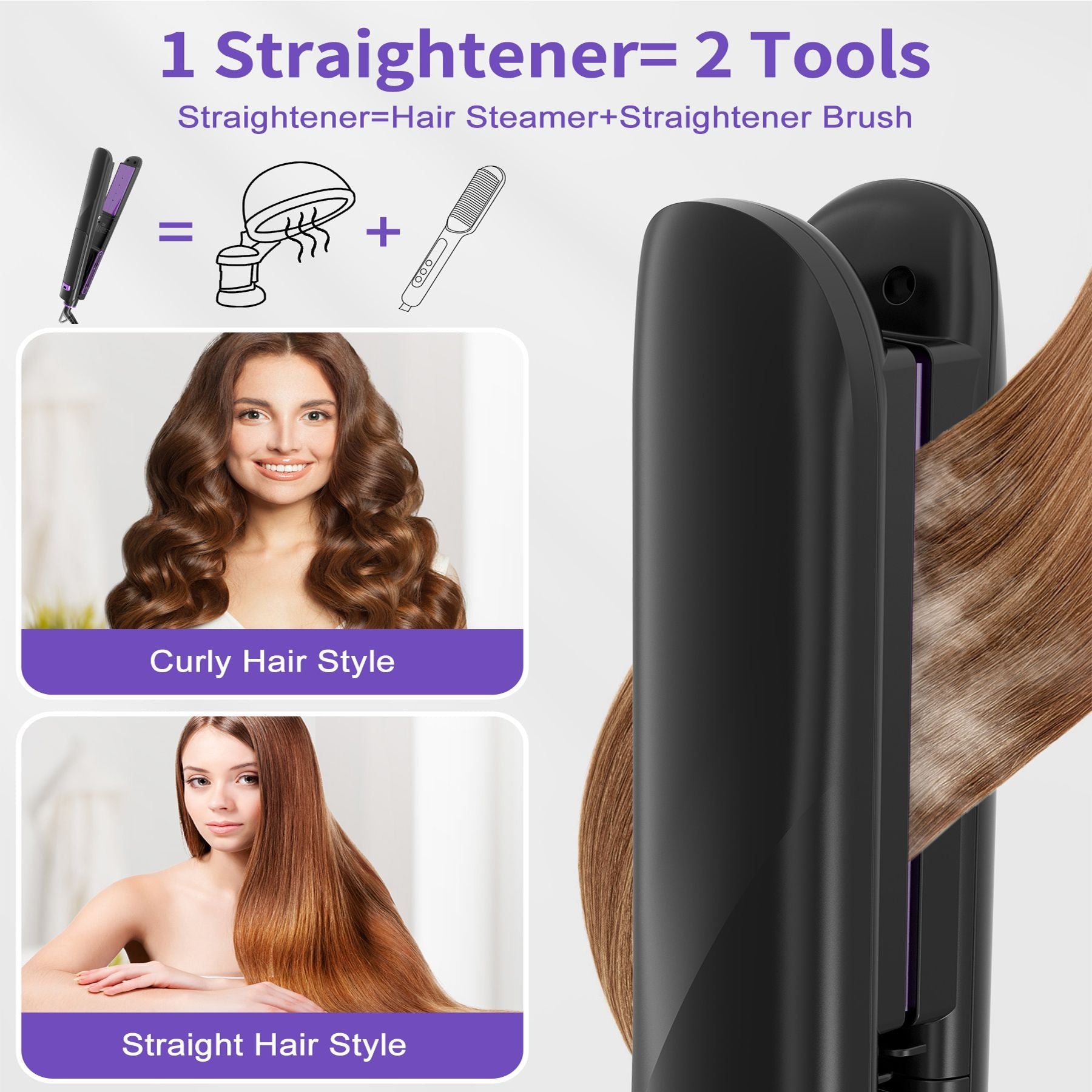 Steam Straighteners for Hair, Professional Salon Titanium Vapor Straightening Irons, High-end Salon Water Light Steam Flat Iron | 24 Hour Anti-frizz | Make Hair Smooth and Adds Shine