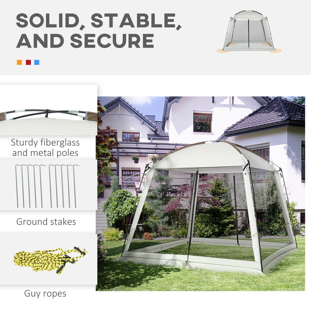 10'x10' Mesh Tent w/ 2 Doors Carry Bag and Breathable Walls, UV50+ Protection Screen House, Easy Setup and Pack, White