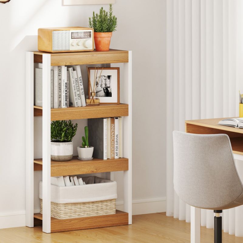 Open 4 Tier Bookshelf Wooden Bookcase for Living Room