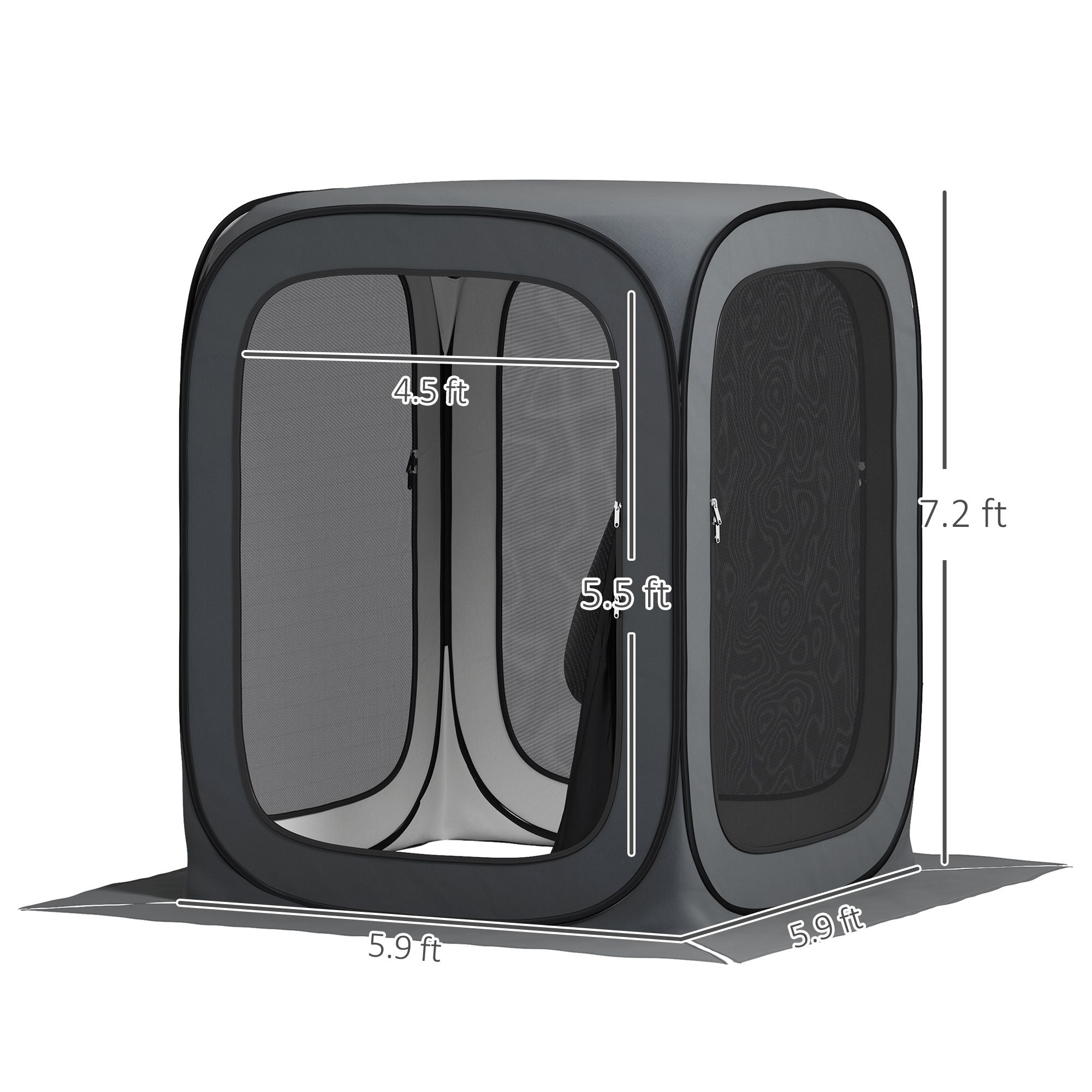 6 x 6ft Pop Up Screen Tent, UPF50+ Portable Camping Gazebo Screen House with Carry Bag, Dark Gray