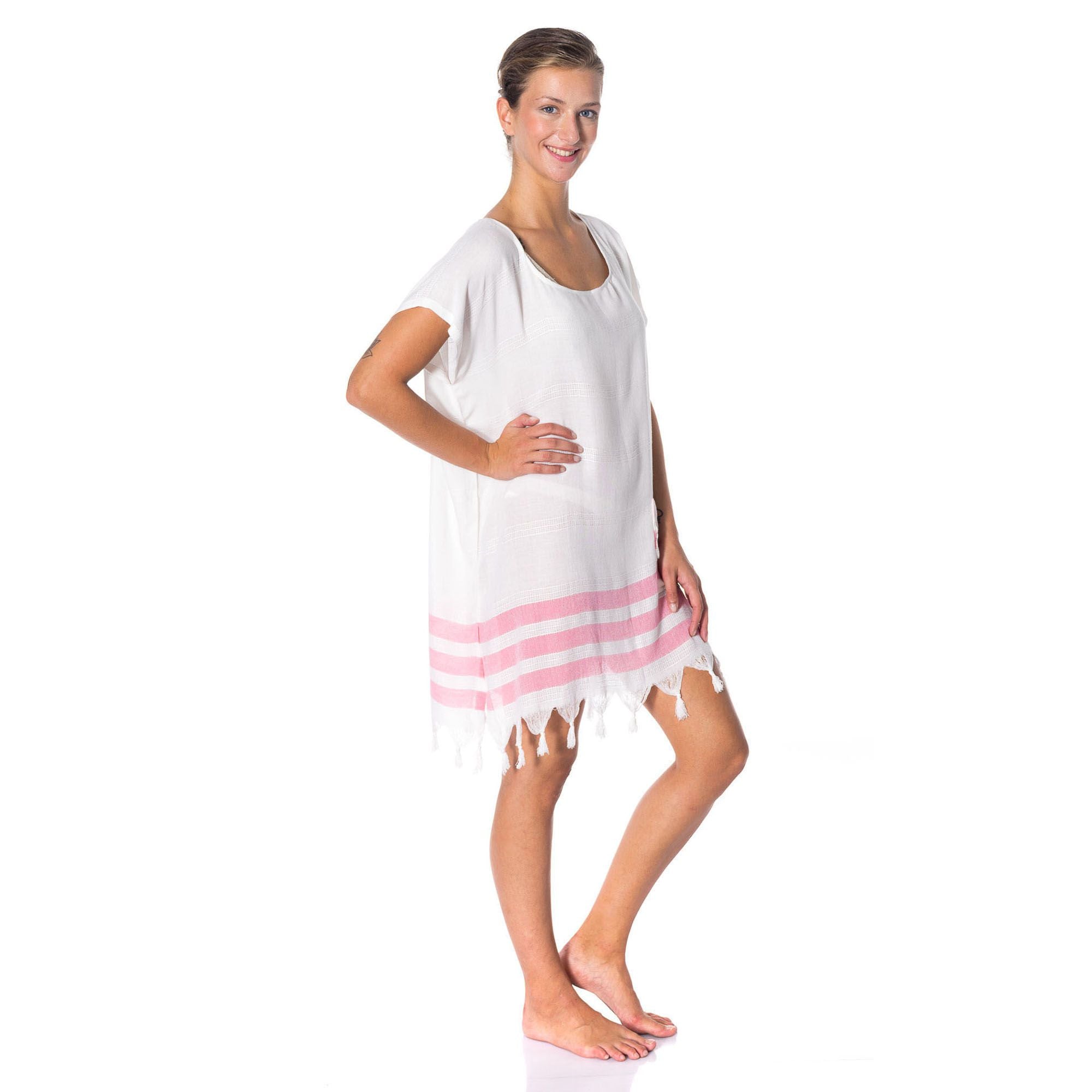 All Cotton Swimsuit Cover Ups for Women Short Sleeve Beach Dress