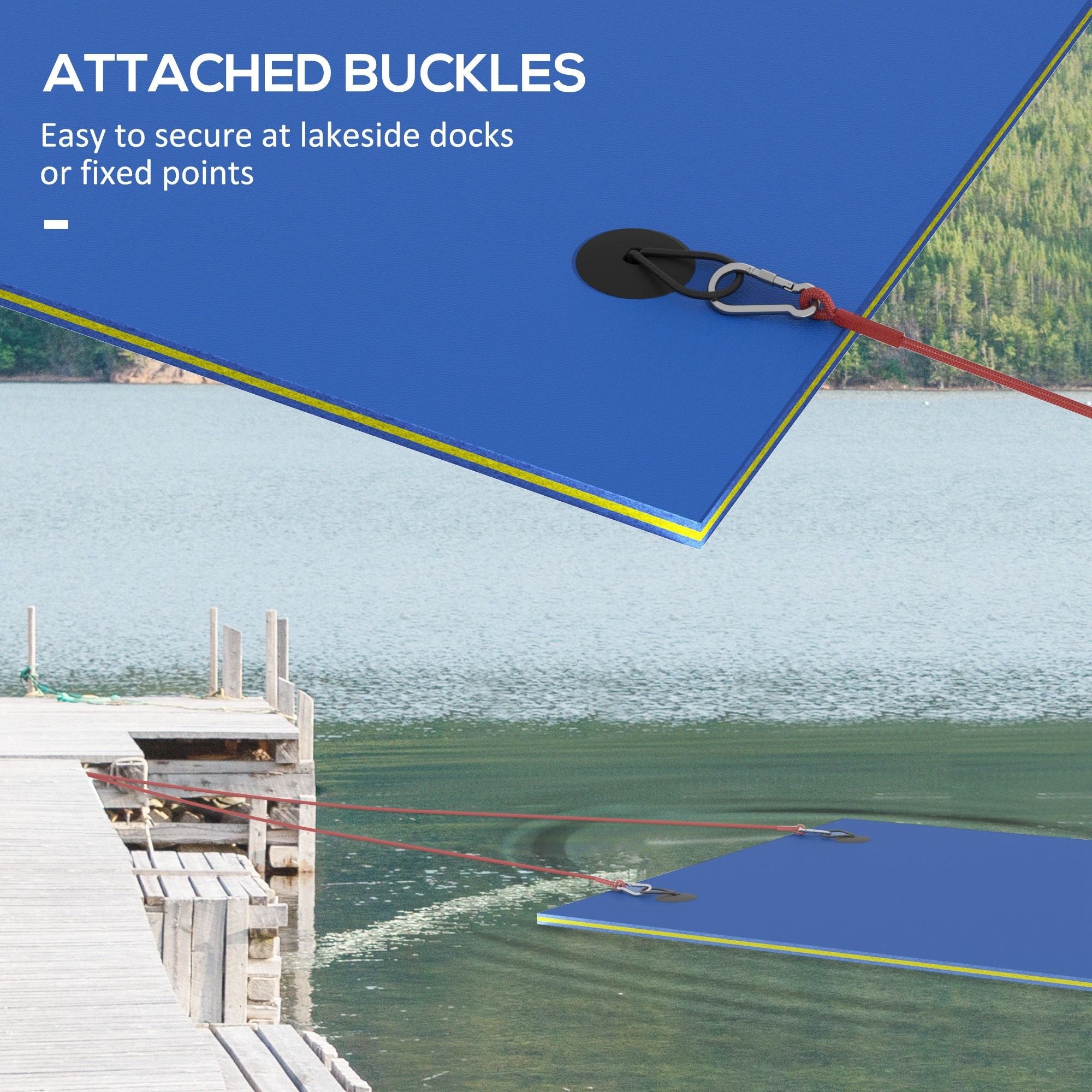 9 x 6 ft. Lily Pad Water Mat for 2 Adults, Floating Water Pad for Lake, Pool, Ocean, Beach, and Boating, Blue