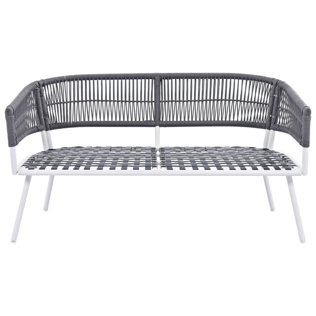 4-Piece Patio Furniture Set, Outdoor Furniture with Acacia Wood Table, Patio Conversation Set with Deep Seating & Thick Cushion for Backyard Porch Balcony