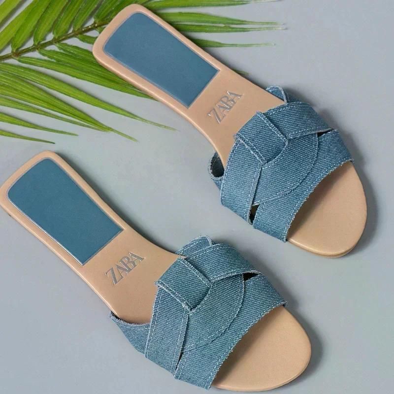 2025 New Luxury Designer Women's Flat Slippers Woven Comfortable Women's Shoes Casual Bottom Slippers Summer Sandalias Mujer