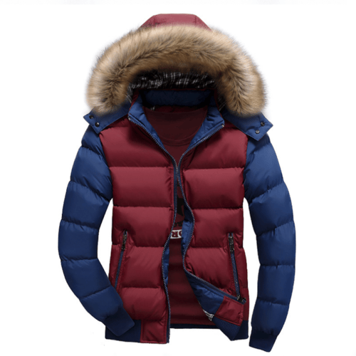 Men's Two Tone Puffer Jacket with Removable Hood