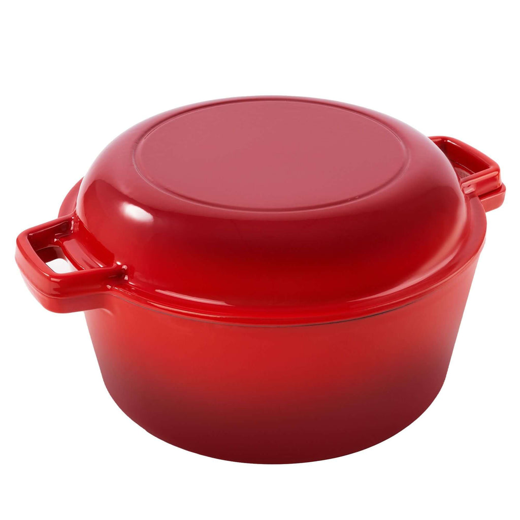 Enameled Cast Iron Dutch Oven with Serving Lid + ENCLOSED THERMAL CIRCLE Design