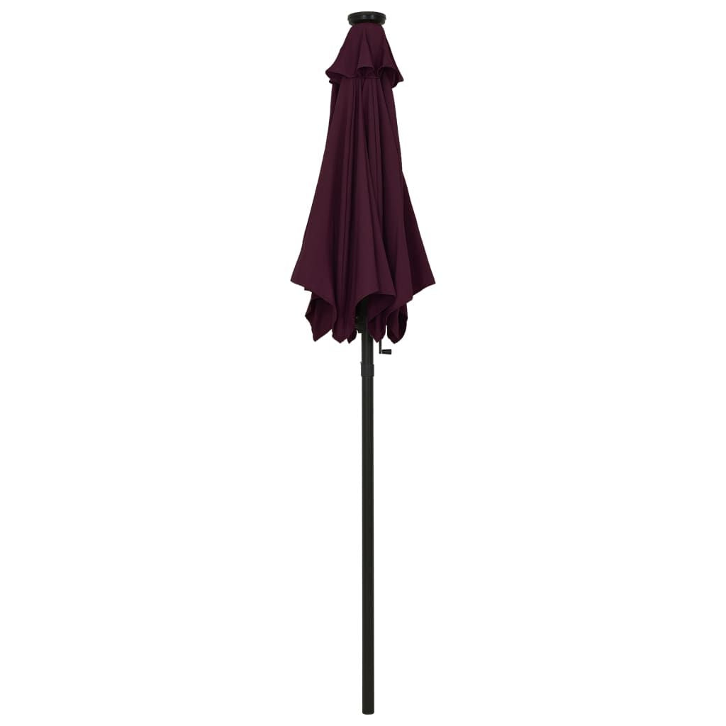 Garden Parasol with LED Lights Bordeaux Red 78.7"x83.1" Aluminum