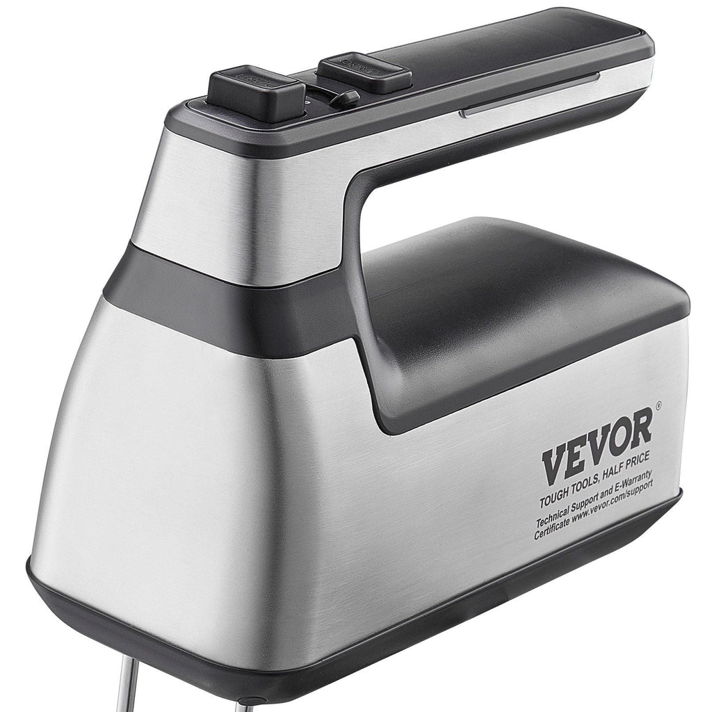 VEVOR Cordless Electric Hand Mixer, 250W, Continuously Variable Electric Handheld Mixer, with Turbo Boost Beaters Dough Hooks Storage Bag, Baking Supplies for Whipping Mixing Egg Cookie Cake Cream
