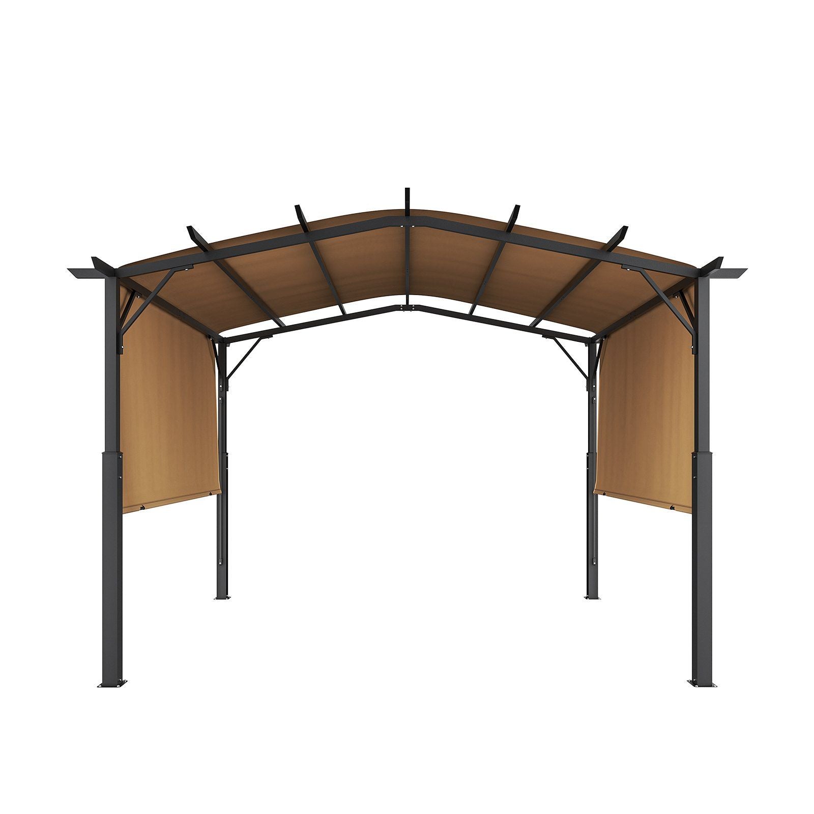 10x10 ft Outdoor Retractable Pergola with Canopy Arched Top Metal Patio Pergola