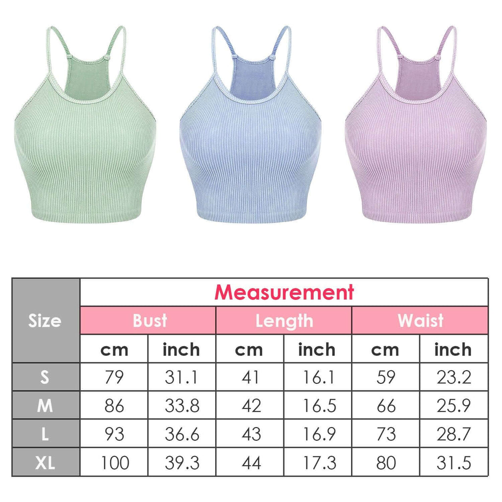 3 Pack Women Crop Basic Tank Top Ribbed Knit Sleeveless Round Neck 9 Color Machine Wash Summer Crop S to XL